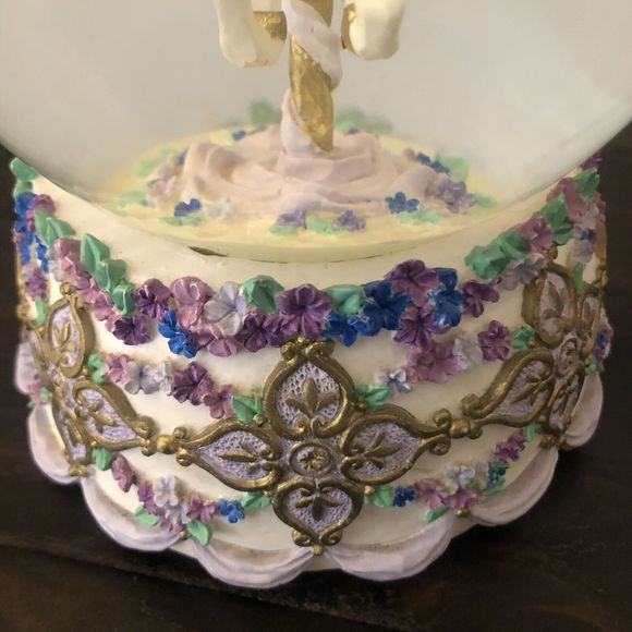 1995 San Francisco Music Box Company Snow Globe Flowers Carousel Horse Vintage - Picture 6 of 11